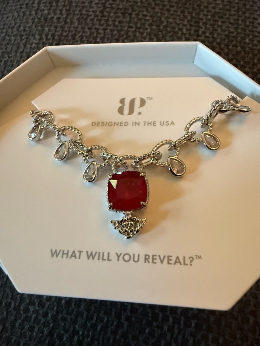 Rare Unicorn ruby on rhodium necklace